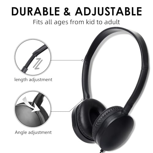 Headphones Bulk 100 Pack for School Classroom Student Children | Boys Girls Teens and Adult,Computer Earphones Class Set of Headphones for Students Online Lesson Testing 3.5mm Jack (Black) - size: 100 Pack Black