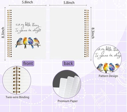 Inspirational Bird Notebook Journal 5.5x8.3, Bird Lover Gifts, Every Little Thing Is Gonna Be Alright Journal Notebooks for Note Taking, Motivational Hardcover Spiral Notebook - color: Inspirational Notebook 02