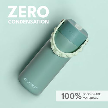 Elemental Insulated Kids Water Bottle, Stainless Steel Water Bottle with Straw Lid & Pop-It Handle, Leak-Proof Water Bottles for School, Boys or Girls, Travelling and Sports, 18oz - Sage - color: Sage