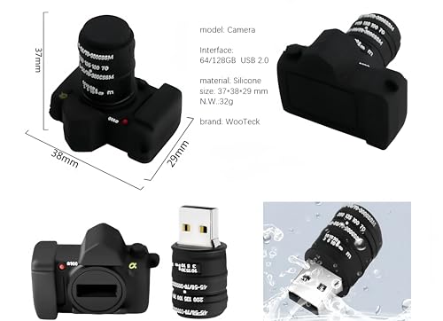 128GB Cartoon Lovely Camera USB Flash Drive Cute Novelty Memory Stick - color: Camera, size: 128GB