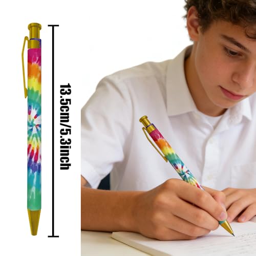 Ballpoint Pen 4Pcs Click Black Ink Metal Retractable 1.0 mm Medium Ballpoint Pens Quick Dry for Office School (Colorful) - color: Colorful