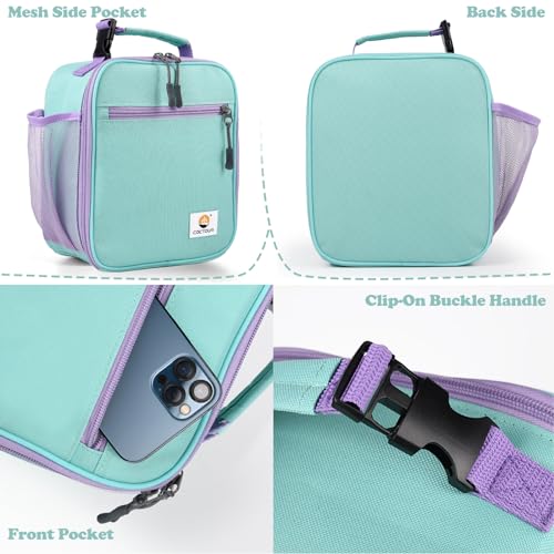 CaCTOUR Lunch Box Kids,2 Packs Insulated Lunch Bag for Girls Boys,Soft Bag Mini Cooler Back to School Thermal Reusable Lunch Bag for Work School Picnic (Light Green & Pink) - color: 2pk Light Green+Pink