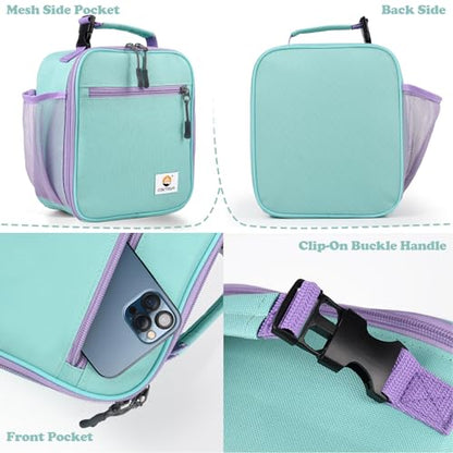 CaCTOUR Lunch Box Kids,2 Packs Insulated Lunch Bag for Girls Boys,Soft Bag Mini Cooler Back to School Thermal Reusable Lunch Bag for Work School Picnic (Light Green & Pink) - color: 2pk Light Green+Pink
