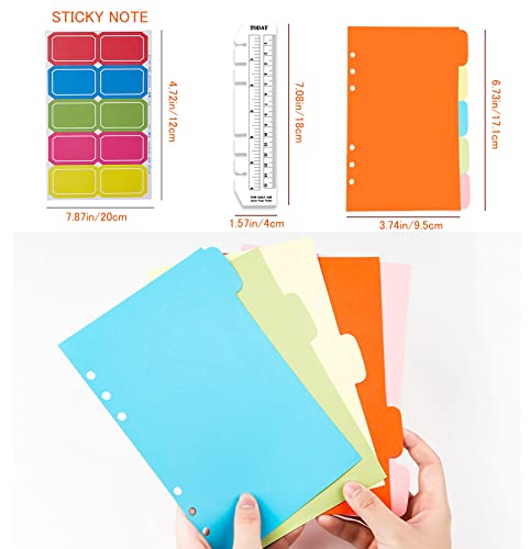 DY.2ten A6-135 Sheets (270 Pages) Graphic Paper Refills + 2 Zipper Pockets + 5 Dividers + Note Tabs + Ruler - color: A6 Lined Paper
