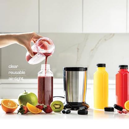 DECADORN 16 oz Juice Bottles with Caps, 20 Pack, Made in USA | BPA-Free Plastic Bottles, Tamper-Evident Lids, Leak-Resistant, Shatterproof, Disposable & Recyclable, for Juicing & Fridge - size: 16 oz 20 Pack