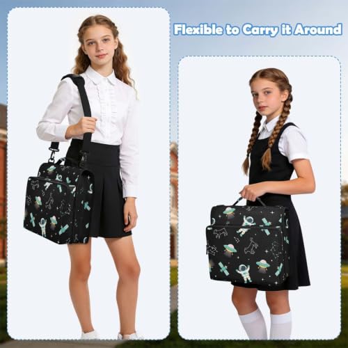 Astronaut Space Zipper Binder Bag 3 Ring Binders Organizer for Office | Large Capacity School Binders for Girls Boys Women Kids Men, Multi-Pocket Organizer Case with Strap for Students