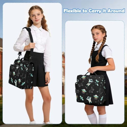 Astronaut Space Zipper Binder Bag 3 Ring Binders Organizer for Office | Large Capacity School Binders for Girls Boys Women Kids Men, Multi-Pocket Organizer Case with Strap for Students