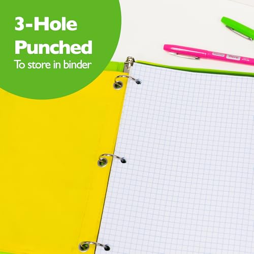BAZIC Products Quad-Ruled Filler Paper, 4 Sq/in, 3-Hole, 36-Case | quad-ruled filler sheets, 4 squares per inch, 10.5 x 8 in, 3-hole punched, fit 3-ring binders, math, 100 Sheets - color: White Quad-ruled, size: 36-Pack