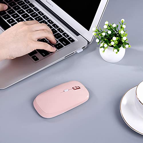 PINKCAT Wireless Flat Mouse, 2.4G Optical Mouse for Laptop, PC, Chromebook, Notebook, Especially Designed for Computer Bags (Pink) - color: Pink