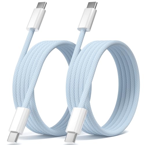 Quickeep USB C to USB C Cable Blue 3FT 2 Pack, Nylon Braided 60W iPhone 17 16 15 Charger Cord, Type C Charger Fast Charging, USBC to USBC Cable for iPhone 15 16 Pro Plus Pro Max/iPad Pro/Air - color: Blue, size: 3FT