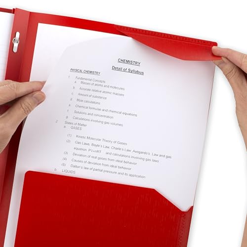 Five Star 2-Pocket Folder, Plastic Folder with Stay-Put Tabs and Prong Fasteners, Holds 8-1/2" x 11" Paper, Fire Red (72109) - color: Red, size: 1 Count (Pack of 1)