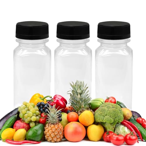 10 PCS 6 oz Plastic Juice Bottles with Lids | Empty Clear Milk Bottles with Lids, Beverage Containers for Juice, Milk and Other Drink - size: 6 oz / 180 ml