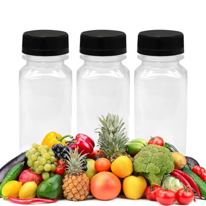 10 PCS 6 oz Plastic Juice Bottles with Lids | Empty Clear Milk Bottles with Lids, Beverage Containers for Juice, Milk and Other Drink - size: 6 oz / 180 ml