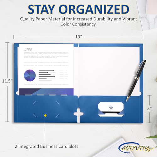 10 Pack Two Pocket Folders, Light Blue, Strong Thick Paper Folders, for Letter Size, by ACTIVITYya - color: Light Blue