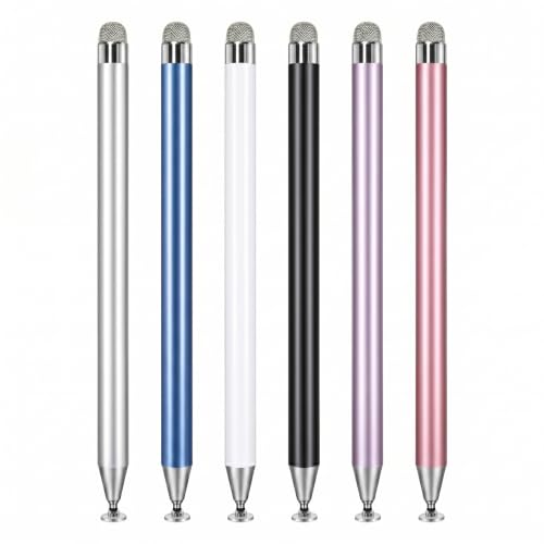 6 PCS Stylus Pen for Touchscreen, 2in1 Universal Stylus for Nintendo Switch | Metal Barrel, High-Precision Disc Tip Capacitive Stylus Pencil for Apple iPad/Ayn Thor/iPhone/Android Smartphones and Tablets
