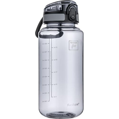 Fanhaw 32 Oz Clear Tritan Water Bottle, BPA-Free & Leak-Proof, Wide Mouth with Anti-dust Chug Lid, Reusable Plastic Bottle for Gym, Travel, School & Office, Back to School Essentials (Gray) - color: Gray, size: 32 Ounces
