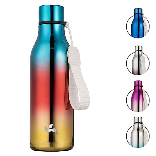 Konokyo Insulated Water Bottle with Strap,18 oz Double Wall Stainless Steel Vacuum Bottles Metal Water Flask,Caribbean Sunrise - color: Shining-Caribbean Sunrise, size: 18 Ounces