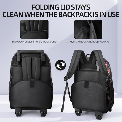 20" 2-in-1 Rolling Backpack,Backpack for Travel w/Wheels | Trolley Suitcase w/Telescopic Handle,Lightweight,Durable, Travel-Friendly, Unisex,2561-20''-Floral - color: JH-2561-Floral-20