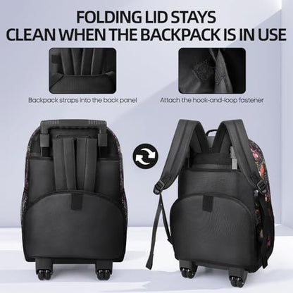 20" 2-in-1 Rolling Backpack,Backpack for Travel w/Wheels | Trolley Suitcase w/Telescopic Handle,Lightweight,Durable, Travel-Friendly, Unisex,2561-20''-Floral - color: JH-2561-Floral-20