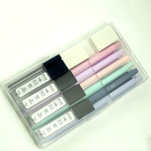 Aesthetic 0.7mm Mechanical Pencil Set 6-Pack Pastel Break-Resistant | Premium Break-Resistant Lead