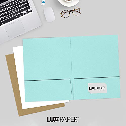 LUXPaper 9" x 12" Presentation Folders | Two Pocket | Seafoam Blue | 100lb. Cover | 10 Qty - color: Seafoam