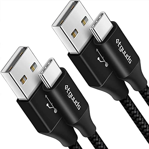 etguuds USB A to USB C Cable 4ft, 2-Pack, 3A Fast Charging Type C Charger Cord for iPhone 17 16 15 Pro Max 16e 17 Air, Samsung Galaxy S25 S24 S23 S22 S21 S20 A17 A16 A56 A55 Flip Fold, Black - color: Black, size: 4ft