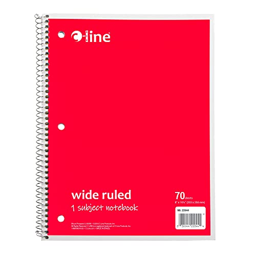 C-Line 1-Subject Notebook, Wide Ruled, Red, Case of 24 (22044-CT) - color: Red