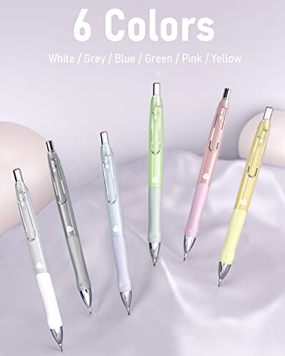 Nicpro 6PCS Pastel Mechanical Pencil Set 0.5 mm, Cute Mechanical Pencils with Comfort Grip with 12 Tubes HB Lead Refill, 3 Eraser, 9 Eraser Refills for Student Writing, Drawing, Sketching- with Case - size: 0.5
