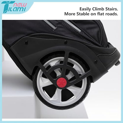 NEW TILAMI 19 Inch Rolling Backpack with Lunch Bag for Girls Boys Wheeled Laptop Backpack Durable Carry-on Bag School Travel, Skate Board - color: Black Skate Board