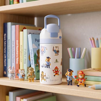 Animals Kids Insulated Stainless Steel Water Bottle 16 Oz, Travel Tumbler for School, Sports for Boys, Birthday, Back To School (Occupational Theme) - color: Animal