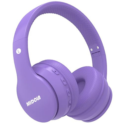MIDOLA Kids Bluetooth Headphones 68H Play Time,Volume Limit 85/94dB, Foldable Lightweight Wireless Over-Ear Headphone for Kid Toddler Child Pad Tablet,Headsets with Built-in Mic Light Purple - color: Light Purple