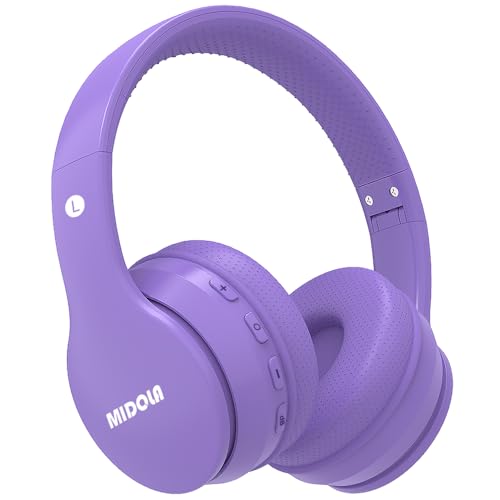 MIDOLA Kids Bluetooth Headphones 68H Play Time,Volume Limit 85/94dB, Foldable Lightweight Wireless Over-Ear Headphone for Kid Toddler Child Pad Tablet,Headsets with Built-in Mic Light Purple - color: Light Purple