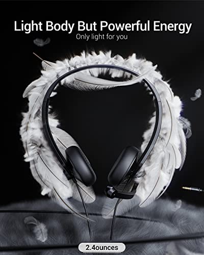 BINNUNE Wired Headphones with Microphone Headset - 3.5mm On-Ear Computer Headphones with Noise Cancelling Microphone for PC Laptop Home Office Online Class Skype Zoom Meetings Chat,Lightweight