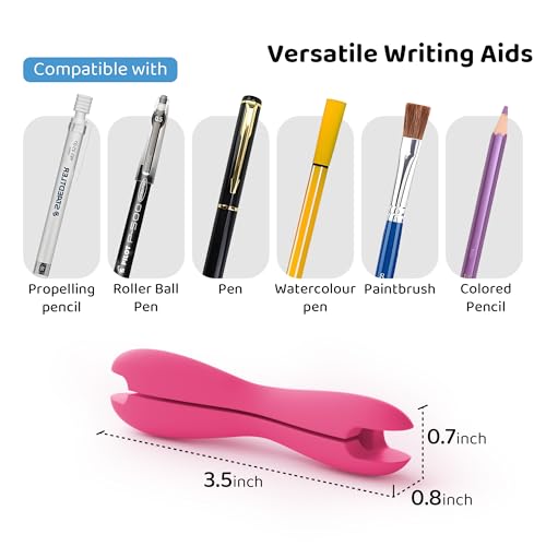 3 Pack Silicone Pencil Grips for Kids & Adults, Ergonomic Dual-Head Design for Handwriting, Drawing & Coloring, Improves Grip Control, Pink/Red/Yellow - color: Pink,red,yellow