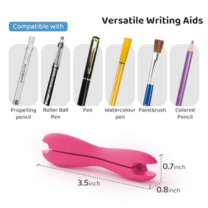 3 Pack Silicone Pencil Grips for Kids & Adults, Ergonomic Dual-Head Design for Handwriting, Drawing & Coloring, Improves Grip Control, Pink/Red/Yellow - color: Pink,red,yellow