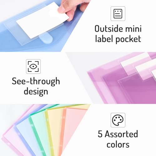 Forvencer Binder Pocket, 36 Pack Super Heavyweight Plastic Folders with Tight Closure, Binder Folders Side Loading, 3 Ring Binder Pocket, Binder Dividers with Pockets, Letter Size, Pastels Series - color: Fresh, size: 36 Pack
