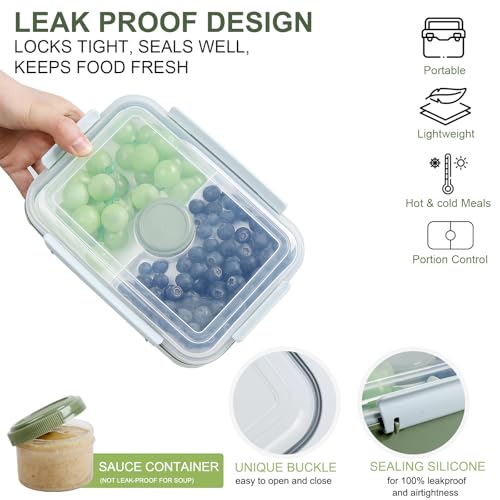 47oz Salad Lunch Container To Go, 3 Pack Salad Bowls Bento Lunch Boxes | Food Storage Meal Prep Containers with Tray/Dressing Containers for Salad, Snacks,Fruit, BPA Free, Microwave Dishwasher Safe - color: Navy&Dark Green&Light Blue