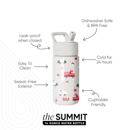 Simple Modern Kids Water Bottle with Straw Lid | 14oz Insulated Stainless Steel Kids Tumbler & Spill Proof Toddler Cup for School, Girls, Boys | Summit | First Responders - color: -First Responders, size: 14 Ounces