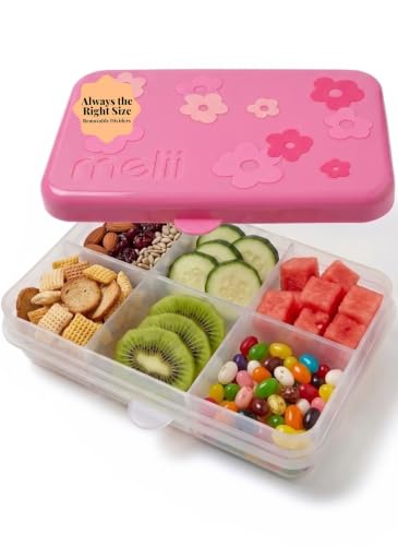 melii Snackle Box | 6-Compartment Divided Snack Container, BPA-Free Food Storage with Removable Dividers for School, Travel & On-the-Go Snacking Flowers - color: Flowers
