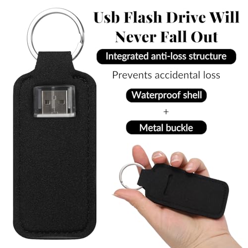 4PCS Anti Lost Thumb Flash Drive Holder with Keychain, USB Flash Drive Case, Small Portable Leather USB Storage Case Travel Protective Cover Carrying Cases for Usbs Flashs Drives Easy Storage
