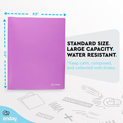 Plastic Folders with Pockets and Prongs Purple - Two Pocket Folder with Brads - 3 Prong Folders with Pockets for Letter Size Sheets, Also Available in Blue, Green, Red, Pink, and Grey, 1 Pc –by Enday - color: Purple, size: 1
