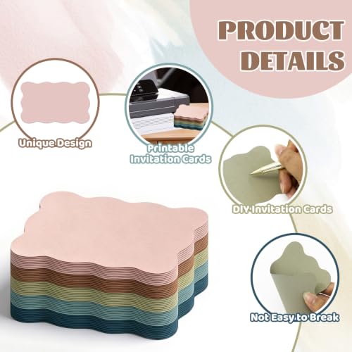 Whaline 150Pcs Boho Index Cards 3 x 5 Inch Neutral Color Flash Notecard Scalloped Blank Index Card for Note-Taking Studying Organizing School Office Supplies - color: Boho