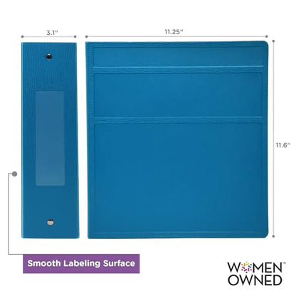 Carstens 3-Inch Heavy Duty 3-Ring Binder - Side Opening, Pool Blue, Durable Plastic, Precision No-Gap Rings, Waterproof Cover, No Pockets, Holds 400 US Letter Sheets, BPA-Free, Made in USA (1700-3R) - color: Blue, size: Case of 14