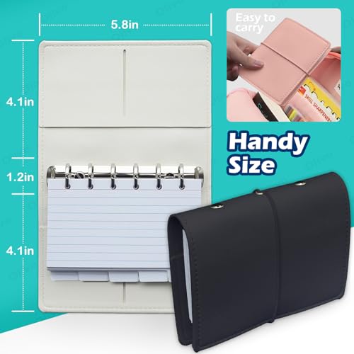 3x5 Lined Index Cards with Ring Binder Holder and Dividers, 100 Note Cards, Pink - color: Pink