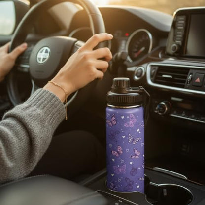 Butterfly Water Bottle 18oz Stainless Steel Insulated Tumbler Coffee Travel Mug Cup Keeps Drinks Cold & Hot, Gifts for Butterfly Women Birthday - color: Butterfly