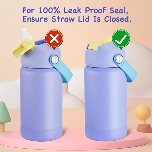 Kerilyn 12oz Water Bottle 2 Pack, Stainless Steel Insulated Water Bottle Bulk with Straws Leak-Proof,BPA Free, 2 Piece Set Lilac Duet - color: A. Lilac Duet