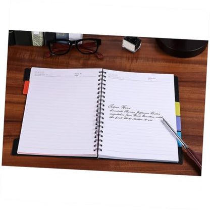 Luxshiny 2pcs A6 Spiral Notebooks 105-sheet Wide Ruled Memo Books with Tabs Spiral Bound Multi-subject Notepads for School Office Daily Planning