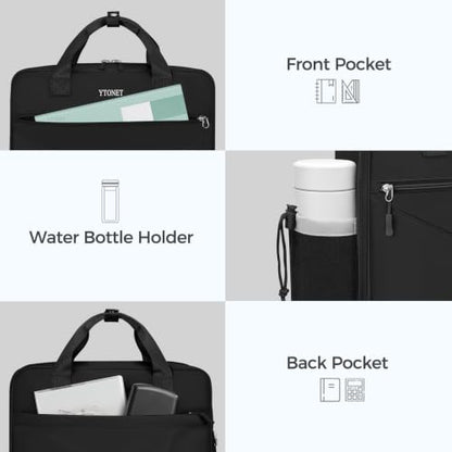 Ytonet Zipper Binder Bag, 2 Inch 3 Ring Binder with Zipper Fit 14 Inch Laptop, 500 Sheets Capacity Zippered Binders with Shoulder Strap & Removable O-Ring Pad for College, Office, Work, Black - color: 2 In-full Black