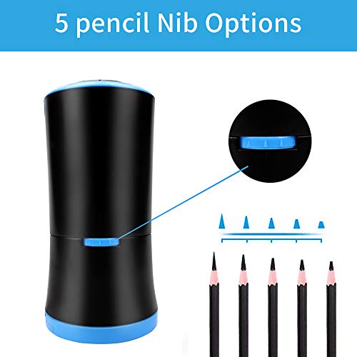 AFMAT Electric Long Point Pencil Sharpener, 2 Holes, Fast Sharpen & Auto Stop, 8-17mm Long Point, Rechargeable Artist Pencil Sharpener for 6-9.6mm Large Pencils, Charcoal/Drawing/Colored Pencils PS09