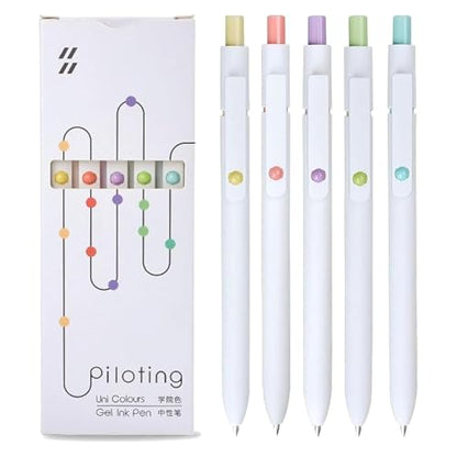 Joxop Quick Dry Gel Pens, Quick Dry Gel Pens, 5pcs Retractable Gels Pen Set, 0.5mm Quick-Dry Carbon Ink (B White) - color: B White